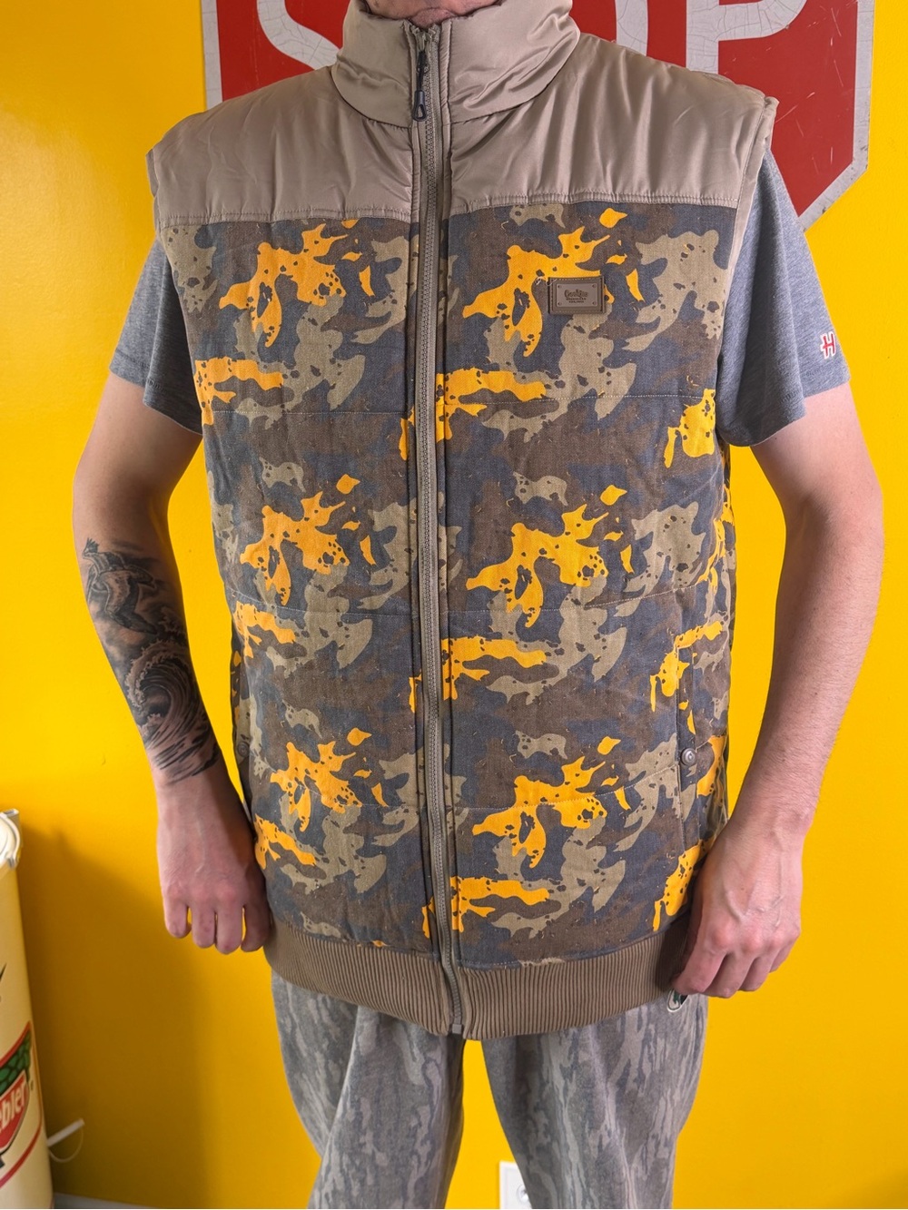 Cookies SF Mendocino  camo Quilted  Nylon Puffer Vest Jacket Size 2xl Mocha